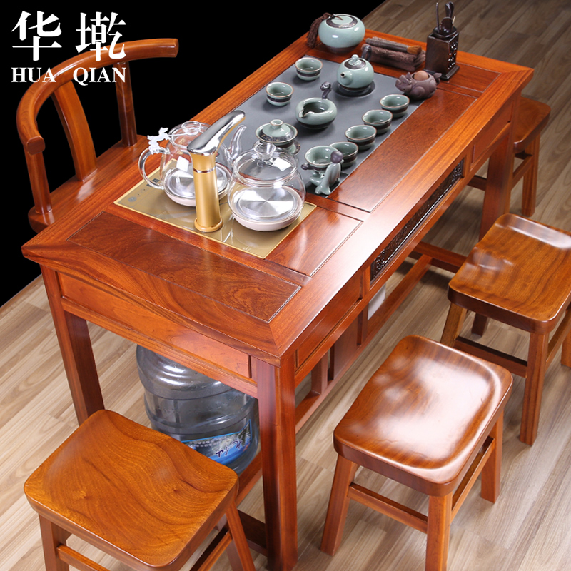 China Qian tea set tea tea tea tables and chairs combination spend pear wood tea table table of kongfu tea table