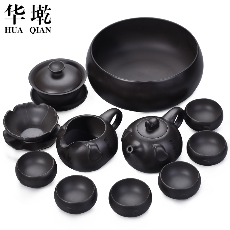 China Qian yixing undressed ore violet arenaceous kung fu tea set suit household manual teapot a complete set of insulating the tea cups