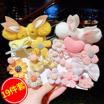 Korean children cute super cute rabbit flower hairclip girl baby Princess little girl hairpin hair hair accessories headgear female