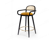 Modern New Chinese Solid Wood Bar Chair American Rattan Chic Chair Stool Home Dining Chair Light Lavish Creative Fashion Bar Chair