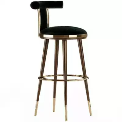 American solid wood bar chair light luxury home bar chair reception chair cafe bar high chair Nordic bar chair