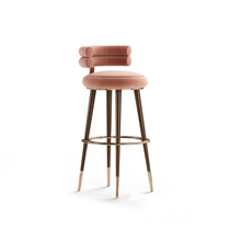 Nordic Light Extravagant Solid Wood Bar Chair Hotel Sales Office Front Office Bar Chair Fashion Minima Home High Chair High Foot Stool