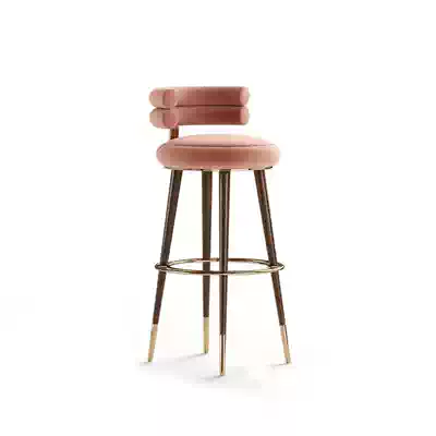Nordic light luxury solid wood bar chair Hotel sample house display center Front desk bar chair fashion simple household high chair high stool