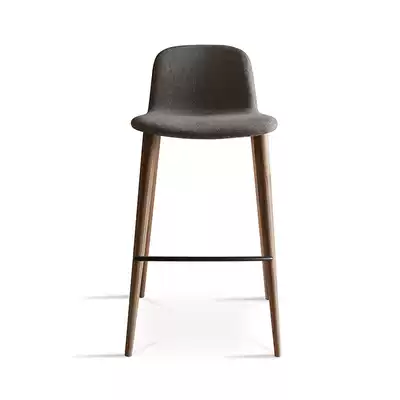 Custom Nordic solid wood bar chair Designer front desk chair Modern casual fabric high chair Cafe household chair
