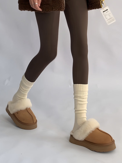 小腿袜女春秋款显瘦白色长筒堆堆袜鲨鱼裤配的袜子中筒长袜女秋冬