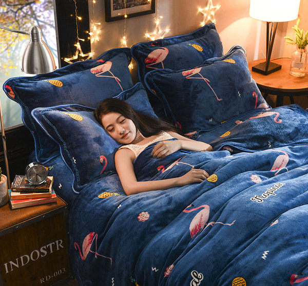 北极绒 床裙式加厚云貂绒床品四件套 优惠券折后￥118起包邮（￥168-50）多款多规格可选