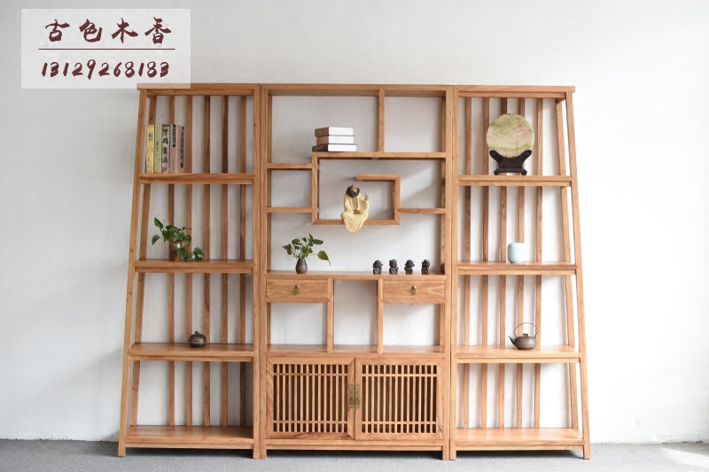 New Chinese elm Bo Ancient Frame Solid Wood Book Storage Show Display Cabinet Zen Furniture Customized