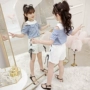Mùa hè mới 2019 cho bé gái mặc quần short denim hai mảnh thời trang trong quần big boy nước ngoài phiên bản Hàn Quốc của thủy triều - Phù hợp với trẻ em quần áo trẻ em