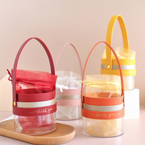 Flower half Li leather rope acrylic cylinder personality creative portable ins Net red wedding transparent candy box