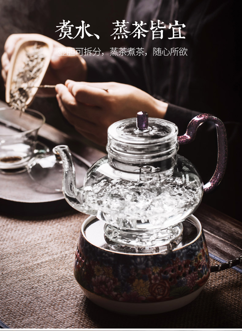 It still fang glass tea pot to boil tea device heat steam teapot single pot, kettle pot of household