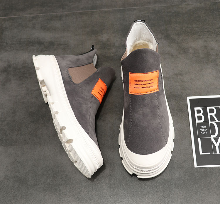Giày bốt Martin 2018 mới cho nam booties phiên bản Hàn Quốc của xu hướng giày cotton hoang dã mùa đông cộng với nhung màu đỏ với cùng một đôi bốt giày lười nam lacoste