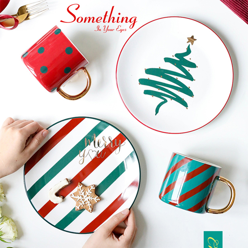 Love Beauty Whirlpool Festival Christmas Themed Tableware Home Steak Dish Lovers Cutlery Ceramic Bowls Tray Cup Suit