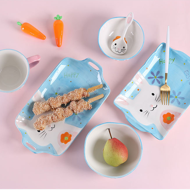 Love graces of interesting creative ceramic tableware hand - made hare stereo modelling under glaze color children 's dishes