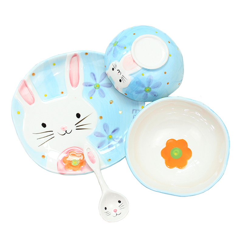 Love graces creative express little animal motifs hand - made ceramic tableware home meal plate FanPan 8 inches