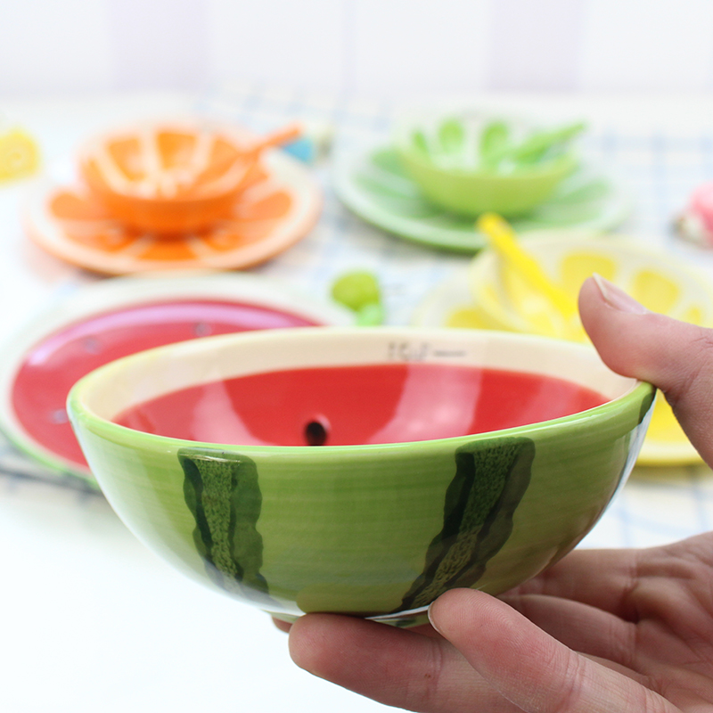 Love graces the new hand - made fashion creative ceramic tableware simulation fruit anaglyph dishes children cutlery set