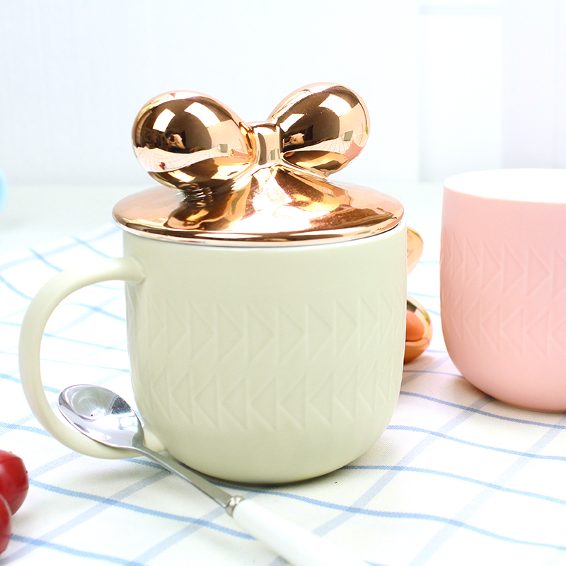 Love graces 18 new plating rose gold fashion ceramic cup grinding heat insulation creative mark cup milk cup