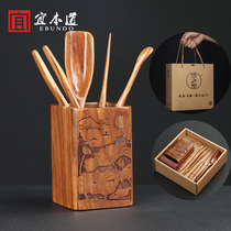Huanghuali Tea Ceremony Six gentlemen set Wooden tea spoon Tea clip Tea needle Tea Gongfu tea accessories set