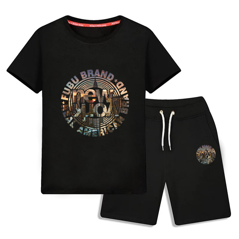 Boys summer clothing 2019 new suit summer children's clothing trendy handsome middle-aged children's cotton short-sleeved sports children's clothing