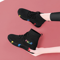High-top shoes womens sports shoes light running trend all-match flat warm 2022 popular autumn and winter elastic socks shoes