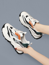 Genuine leather sponge cake casual sports shoes womens lightweight soft-soled travel increased thick-soled daddy 2022 new spring and autumn