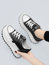 Sponge cake thick-soled daddy shoes womens 2022 new spring and summer small heightened casual sports black sneakers