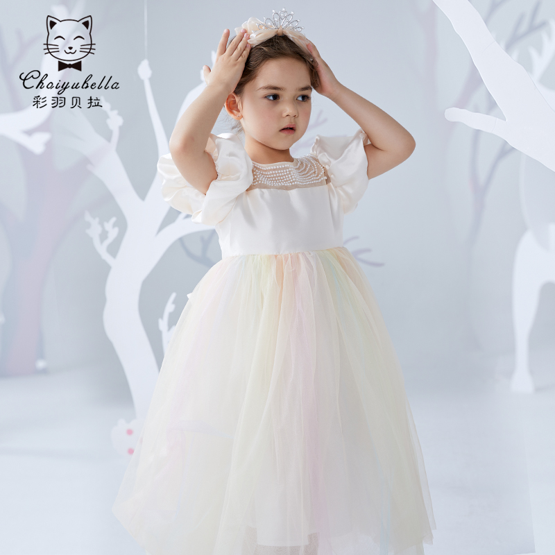 Girl's foreign dress Summer new princess gown dress The young girl in a dress rehearsal for a baby piano skirt
