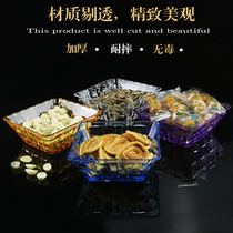 Acrylic PC snack plate square plate transparent fruit bowl ktv plastic color plate snacks melon seed plate