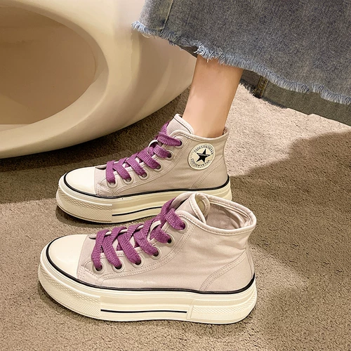 Высокая тканевая универсальная обувь, небольшие дизайнерские японские тонкие кроссовки на платформе