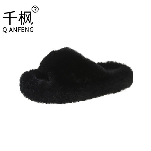 Усовершенствованные Hepburn Hypermine Wool Slipper Women Press 2024 Осень Новая INS WIND Plush Cotton Trailm