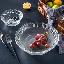 Glass Bowl home large simple fruit salad bowl Creative ice cream bowl transparent dessert bowl set tableware