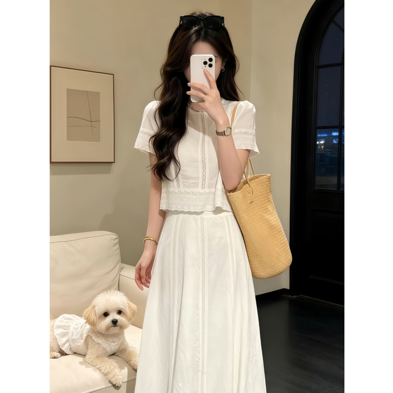 Doll Collar Short-Sleeved Skirt Two-Piece Summer Outfit 2026 Super Trendy and Unique Beautiful Set