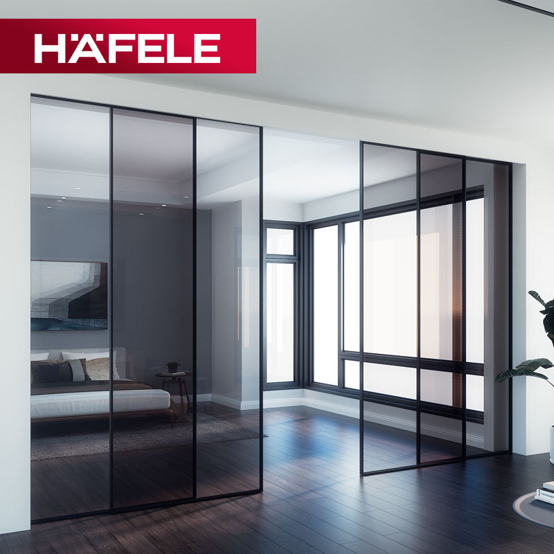 Haifula Linkage Door Track Accessories Ultra-Narrow Frame Kitchen Sliding Door Balcony Living Room Hanging Rail Glass Sliding Door Pulley