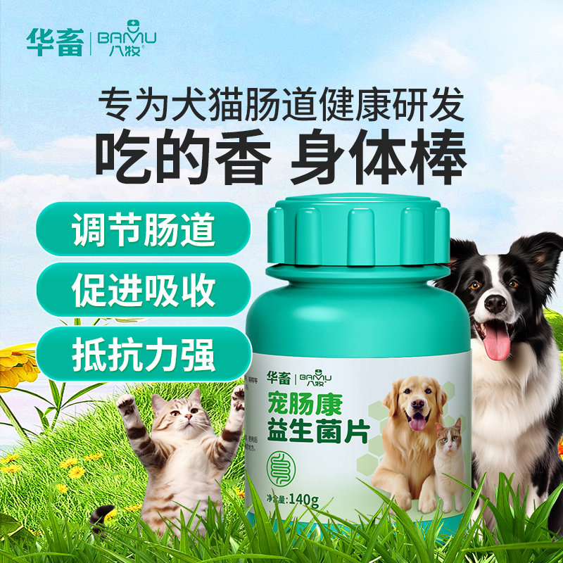 华畜宠物益生菌片狗狗肠胃宝猫咪幼犬猫呕吐腹泻补钙补血美毛