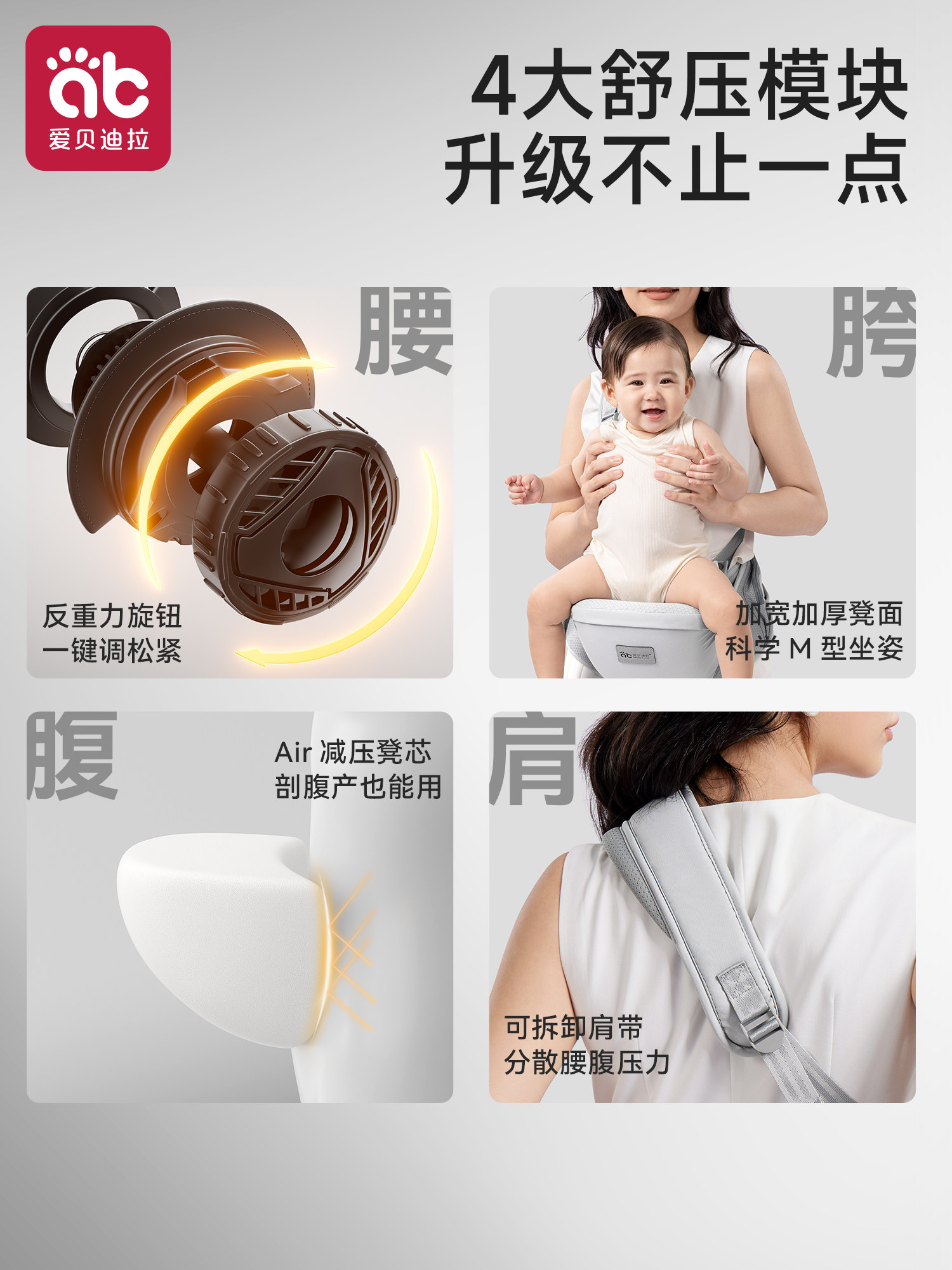 Baby Waist Stool and Carrier 2-in-1, Baby's Individual Sitting Stool, Lightweight Single Stool for All Seasons, a Magical Tool for Holding Babies When Going Out