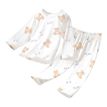 Childrens pajamas for boys and girls in summer thin air-conditioned clothes for boys long and short sleeve pure cotton new baby home clothes spring and summer