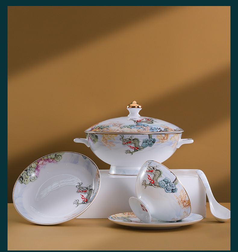 The only two people eat The boom ceramic tableware suit dishes home new Chinese dragon ipads China dishes combination of gifts