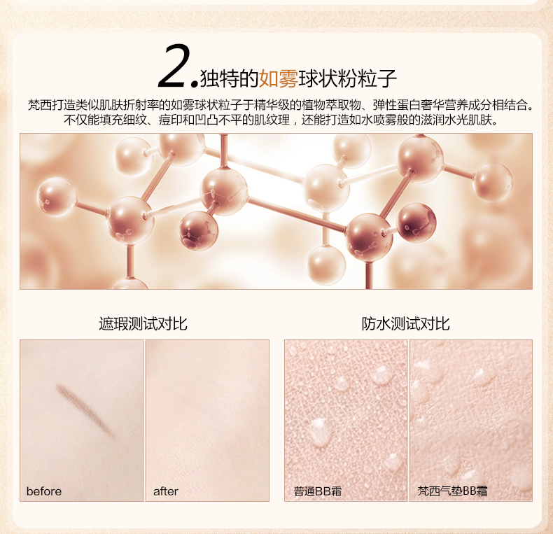 Fanxi air cushion BB cream nude trang điểm che khuyết điểm chăm sóc da dưỡng ẩm cách ly nhẹ và bền màu không mặc quần áo nền thật bb kose