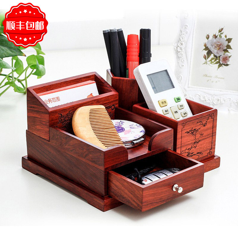 Creative office supplies pen holder solid wood manufacturing multifunction desktop stationery document desk debris containing box shelve