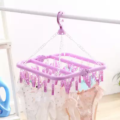 32 clip foldable multi head adult drying rack plastic multi clip children's sock rack clip hanger clothes rack
