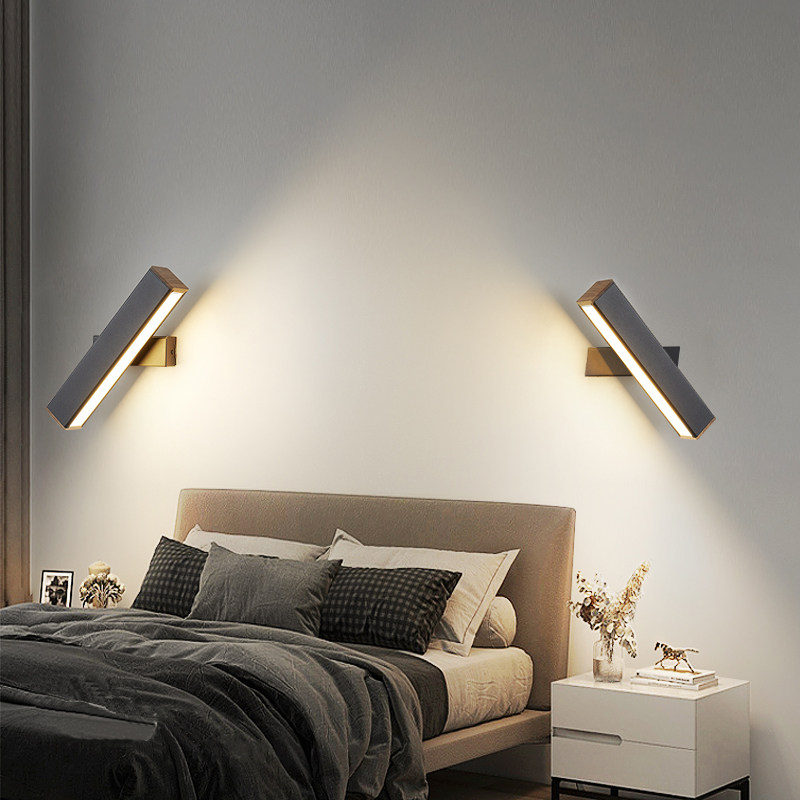 Headboard wall lamp Bedroom minimalist modern LED Lamp Creative rotatable Living room Extreme minimalist hotel room Wall Lamp
