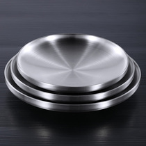 304 stainless steel plate disc vegetable plate household plate round steak plate Western plate fruit flat plate shallow plate