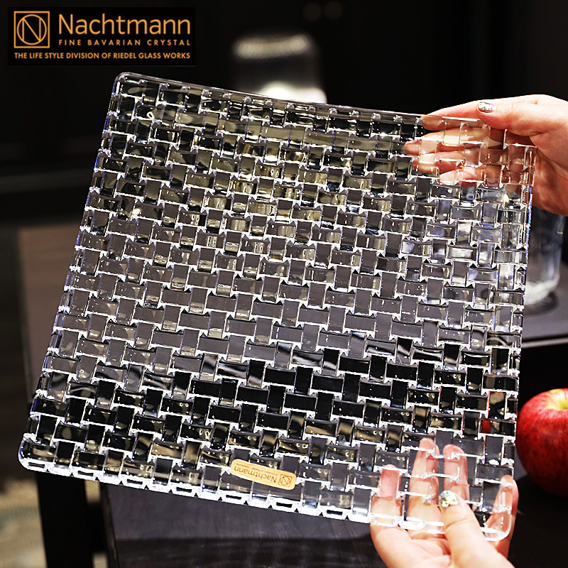 German Nachtmann Crystal Glass Round Shallow Plate Fruit Bowl Modern Snack Sugar Tea Tray Square Fruit Plate