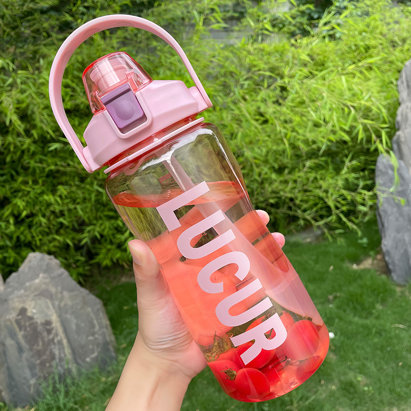 Large capacity water glass portable high temperature resistant and anti-fall female summer with straw plastic cup student sports fitness kettle