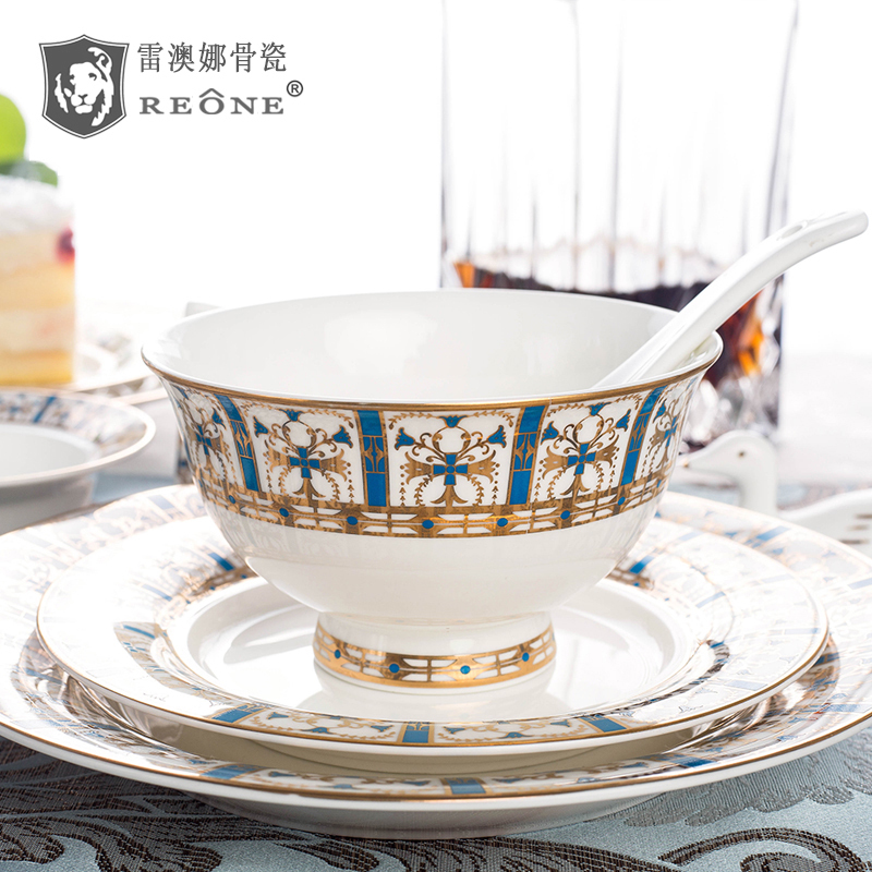 REONE Stream golden years DIY ceramic bowls pan rice bowls Blister Noodle Bowls Eu Style Dishes Home Upscale Hotel Swing Table Cutlery