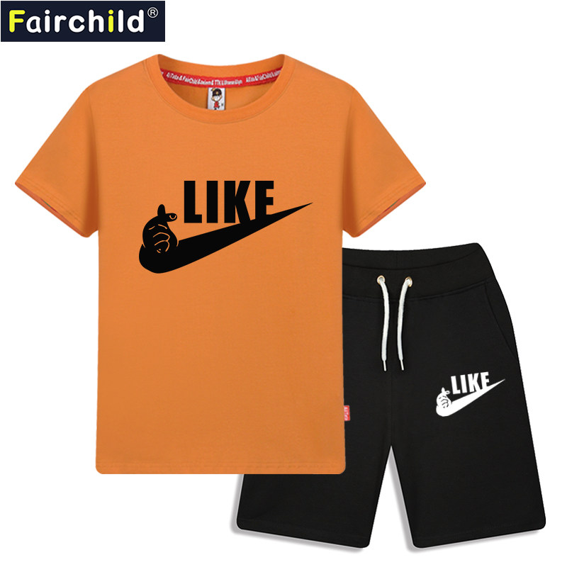 2021 new boys short-sleeved suit sports T-shirt children's summer handsome middle and large children's foreign summer clothes tide boys