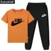 Boys short-sleeved suit summer 2021 new children's suit sports foreign school children's tide spring trousers two-piece set