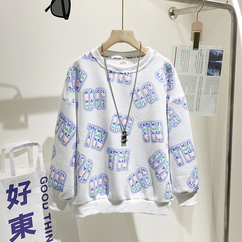 Boy's sweatshirt CUHK boy's spring autumn style boy handsome spring clothes 2022 new children boy fried street white blouse