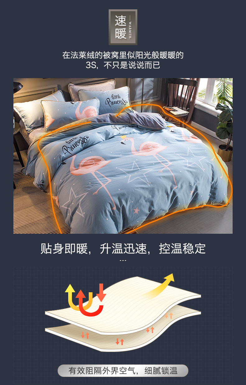 mùa đông dày giường nhung san hô Nam Cực một gia đình bốn mạng luật Levin cashmere flannel Một bông hồng gắn tấm B - Bộ đồ giường bốn mảnh bộ ga giường