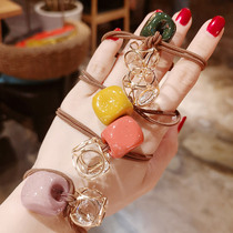 Hollow dice head girl simple geometric baby cute leather band does not hurt hair rope headdress Korean childrens Hairband