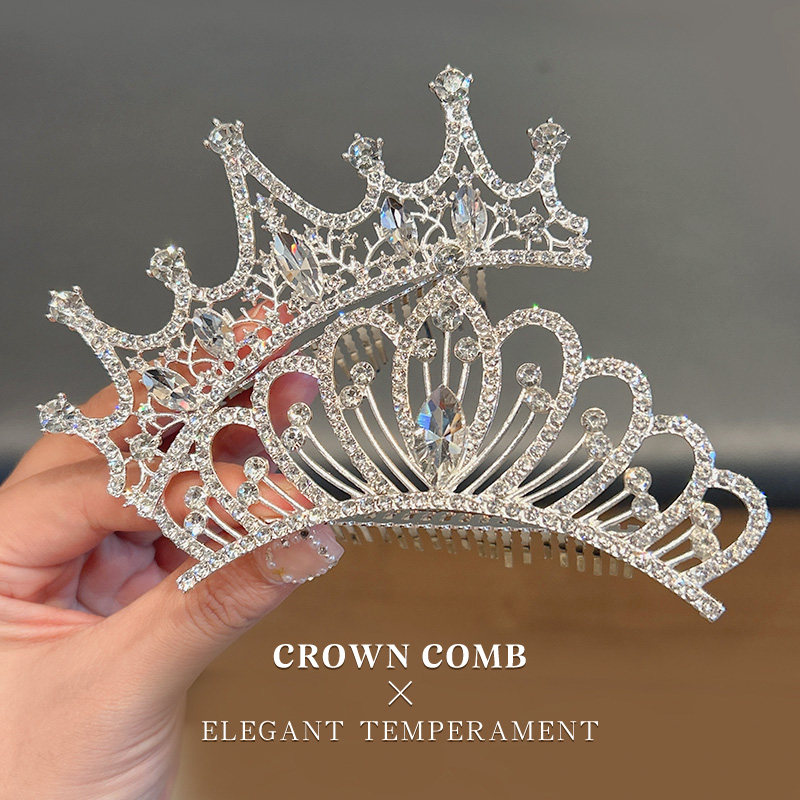 Crown headdress for girls, rhinestone comb, little princess birthday gift, performance crown hair clip, headdress for girls, hairpin
